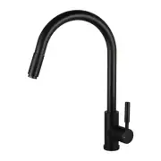 Euro Round Matt Black 360??Swivel Pull Out Kitchen Sink Mixer Tap Solid Brass