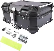 Motorcycle Back top Box case AP03 65L Aluminum Waterproof Motorcycle Top Case, Trunk Tail Box with Security Lock for Luggage (Black) Motorbike Storage