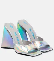 [The Attico] The Attico Devon metallic leather mules AU 7.5 silver