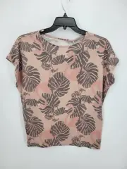 Uniqlo x Disney Lion King Top Womens Small Leaf Print Short Sleeve Hawaiin NWT