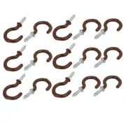 1 Inch Plastic Coated Screw-in Open Cup Ceiling Hooks Hangers Brown 15pcs