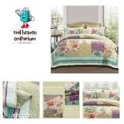 Oversized King Bedspread Patchwork Quilt Set 120x118 Inch - 100% Cotton Rever...