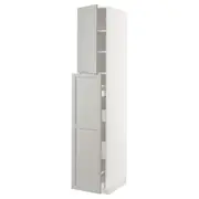 METOD / MAXIMERA hc w p-o func 4drw/1dr/2shlv, white/Lerhyttan light grey, 40x60x220 cm