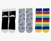 Junk Food Kids Youth Candy Land Monopoly Mustache Socks Size 9-2 1/2 (S/M)