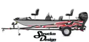 Gray Red Black Angled Zig-Zag Stripes Graphic Wrap Boat Fish Decal US Vinyl