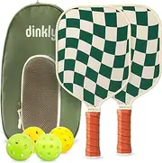 Dinkly Pickleball Paddles Set of 2 - USAPA Approved Graphite Pickleball Racket, 2 Pickleball Rackets, 4 Balls and 1 Portable Carry Bag, Aesthetic Pickle Ball Set for Men Women Beginners