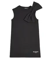 [Balmain Kids] Balmain Kids Bow-detail cotton jersey dress Y 8 black