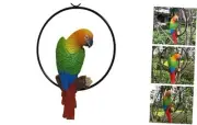 Hanging Parrot Statue Sculpture On Ring Lawn Ideal Decor for 12"H x 8"W x 2.5"D