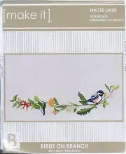 Make It BIRDS ON BRANCH Table Runner Traced Linen Cross Stitch Kit - 585245
