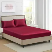 King Silk Satin Fitted Sheet, Soft Deep Pocket Single Bottom Bed Sheets Sold Sep