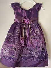 Purple Floral Baby Girl Princess Flower Girl Birthday Party Christening Dress