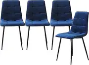 LEVEDE Dining Chairs, Set of 4 Kitchen Chairs, Soft Velvet Reading Seating, Chic Nursing Seats, Home Furniture for Dining Room, Living Room, Cafe, Meeting Room, Load Up to150kg (Blue)