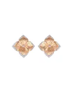 Piranesi 18K Rose Gold Oro Fiore Diamond Flower Small Stud Earrings
