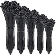 500PCS Cable Zip Ties, YEESON Black Nylon Zip Cable Ties with Self-Locking 4/6/8/10/12 Inch for Home Office Garage Workshop