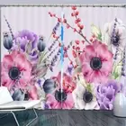CuteThree Color Flower 3D Blockout Photo Print Curtain Fabric Curtains Window