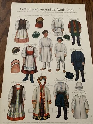 6 Antique Lettie Lane Paper Dolls Around The World Ladies Home Journal ~ 1910-11