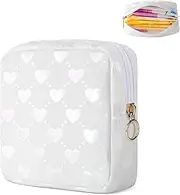Likesing White Period Bag Pouch, Leather Sanitary Napkin Storage Bag for Girls Womens, Portable Sanitary Napkin Period Pad Pouch Bag for Purse, Small Make Up Bags