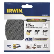 Irwin 125mm 240 Grit Orbital Sanding Disc - 5 Pack