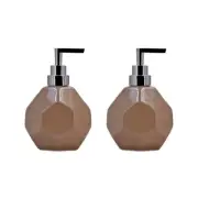 Ceramic Soap Dispenser Pump for Bathroom and Kitchen for Home Set Of 2 Brown