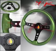 13.5" Light Weight Deep Dish Steering Wheel Orange Yellow Jdm Leaf Logo Button (for: Daihatsu)