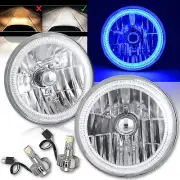 7" COB Blue LED Halo Headlights H4 6000K LED Light Kit Fits 76-16 Jeep Wrangler (for: Jeep)