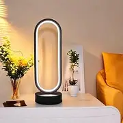 Modern Bedside Table Lamp, LED Oval Bedside Night Light, 3 Color Temperatures and 10 Brightness Levels, 12.6'' Desk Lamp for Bedroom, Living Room, Reading Lamp, Home Decoration, Black
