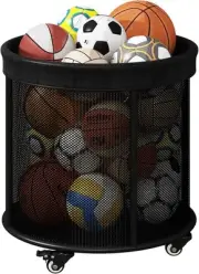 KAPEICamper Ball Storage Cart, 48 Gals Mesh Holder, Basketball Rack with Wheels