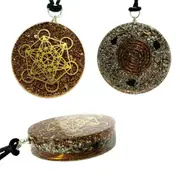 Metatron Cube Sacred Geometry Orgonite Pendant Orgone Reiki Dual Side Coil