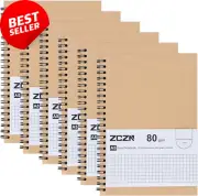 6 Pack A5 Grid Spiral Notebook School Office 120 Pages 60 Sheets