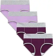 [SHACE] 4 Pack Women Briefs Underwear, Women'S No Show Underwear Soft Panties Stretch Hipster Underwears Regular & Plus Size Ladies Underwear High Cut Panties Girl Underwear (Purple,Dark Purple,M