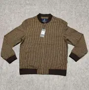 BEN SHERMAN ORIGINAL Cotton Bomber Jacket Brown Herringbone Check Pattern Sz M