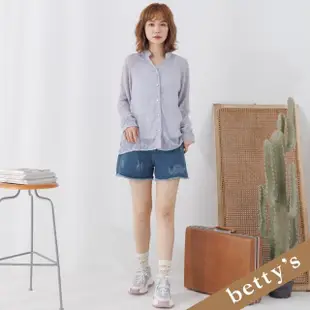 【betty’s 貝蒂思】透膚雪紡星星立領落肩襯衫(淺紫色)