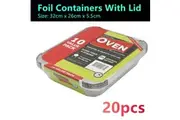 20pcs Aluminium Foil Tray with Lid Takeaway Container Oven Baking BBQ Roasting
