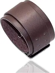[Xusamss] Punk Rock Alloy Buckle Cuffs Adjustable Bangle Leather Wristband Bracelet,7"-8"