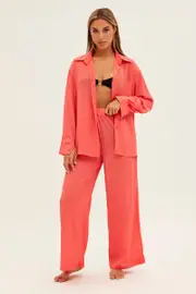 Orange See-Through Beachwear Set - Size 10, Women's Sarong