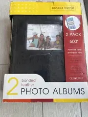 Old Town Premium 2-pack Bonded Black Leather Photo Albums Holds 600 Photos