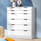 Oikiture White Chest of Drawers 6 Drawer Tallboy Dresser Storage Cabinet