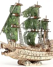 Challenging Flying Dutchman 3D Wooden Puzzles for Adults Pirate Ship Model Kit to Build - Ideal Christmas or Birthday Puzzle Enthusiasts