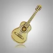 Brass Guitar Applique for Funeral Box/Cube Cremation Urn, Pewter Also Available