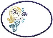 Cartoon Mermaid embroidered quilt label text message to customize