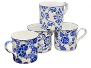 Blue Story Design Set of 4 mugs NEW Heritage Brand 300ml 10.5 oz ea