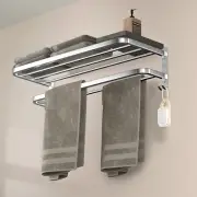 DDS-DUDES Bathroom Towel Rack Towel Shelf with Double Towel Bars Lavatory Wal...