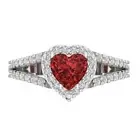 1.49Ct Heart Cut Natural Garnet Gold Halo Engagement Promise Statement Ring