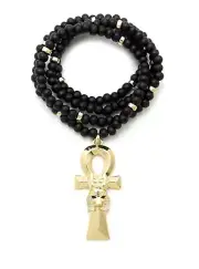 NEW EGYPTIAN ANKH ANUBIS PIECE WITH WOODEN NECKLACE*