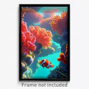 Pixel Art Poster - Animated Coral Reef (8 Bit Psychedelic Video Game Print)