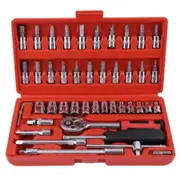 46pcs Socket Wrench Set CRV 1/4" Drive Metric Flexiable Extension Bar Truck Case