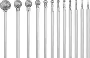 Be In Your Mind 12PCS Round Head Diamond Burr Stone Carving Set 0.5~8 mm Ball Sphere Head Diamond Burr Fits with 3/32 inch Mandrel Compatible with Rotary Tool Silver