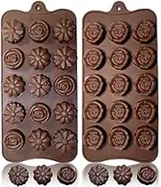 2 Pieces Silicone Moulds - Rose Flower Shapes for Cake, Chocolate & Wax Melts - 3D Moulds for Cupcake Toppers & Dessert Decoration