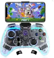 Wireless Controller for iPhone, Megadream MFi RGB Transparent Mobile Game Gamepad Joystick with Turbo Function for iOS/Android/PC, for iPhone13/12Pro Max, Samsung, Nokia, OPPO, Google, Direct Play