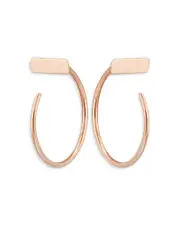 Moon & Meadow 14K Rose Gold Bar Hoop Earrings - Exclusive
